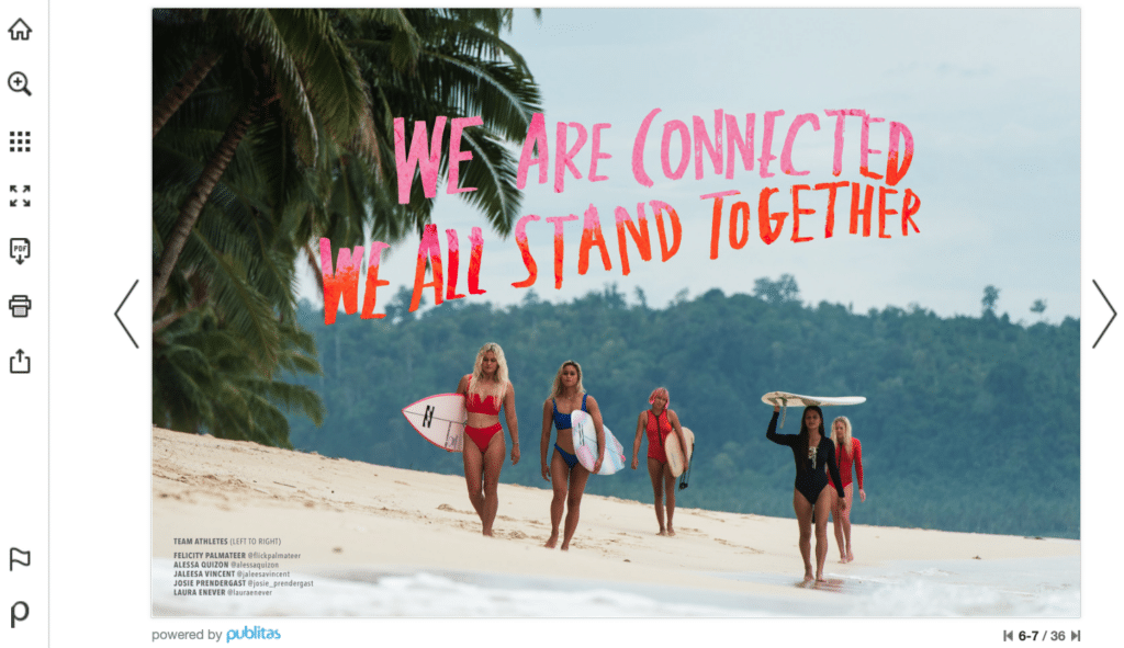 Five teenagers walk along a beach with surfboards in billabong clothes