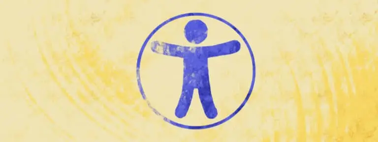 Illustration of a purple stick figure in a purple circle, on yellow background