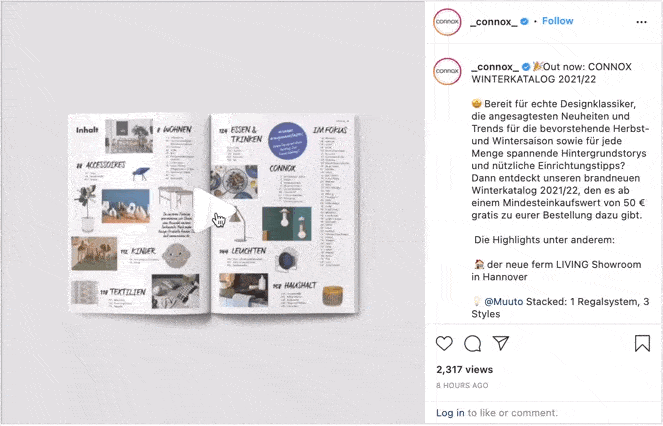 Five Online Channels to Distribute Your Digital Publications On 6 An Instagram post with an animation of browsing through their catalog.