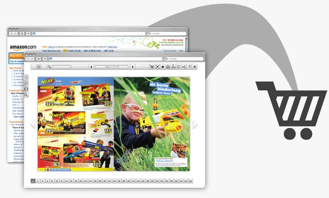 The e-commerce module inside a Publitas.com publication (two shops, one basket) The e-commerce module inside a Publitas.com publication (two shops, one basket)