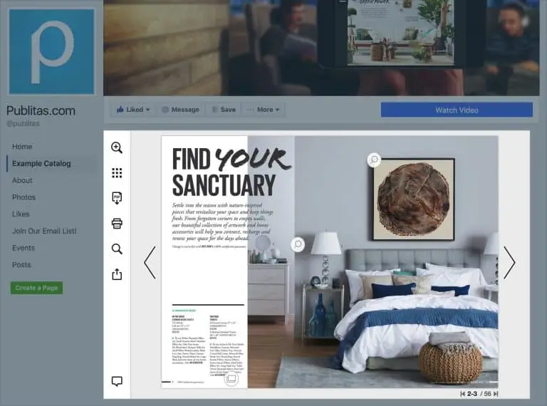 example pdf online catalog embdded on facebook Publitas