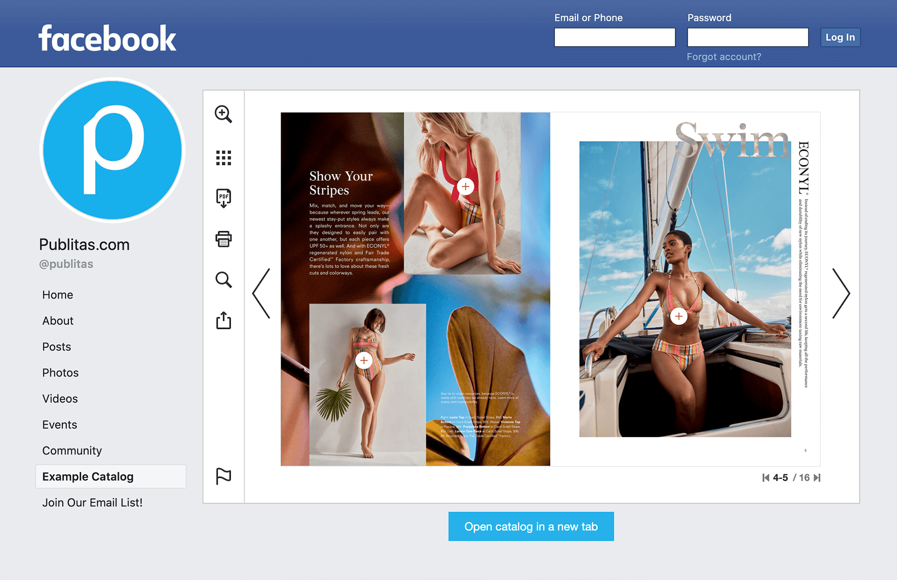 Product Discovery: How a Digital Catalog Can Skyrocket Your Online Fashion Store's Sales 4 An example of a catalog embedded on Facebook.