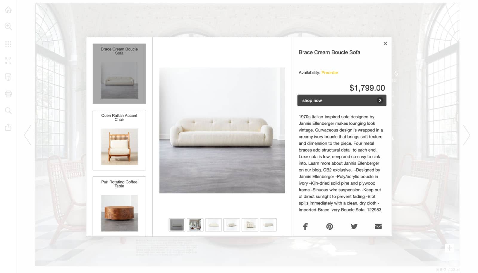 Structure Your Online Store for Browsing Shoppers With Content Marketing 4 A pop-up window showing more details about the products in the photograph.