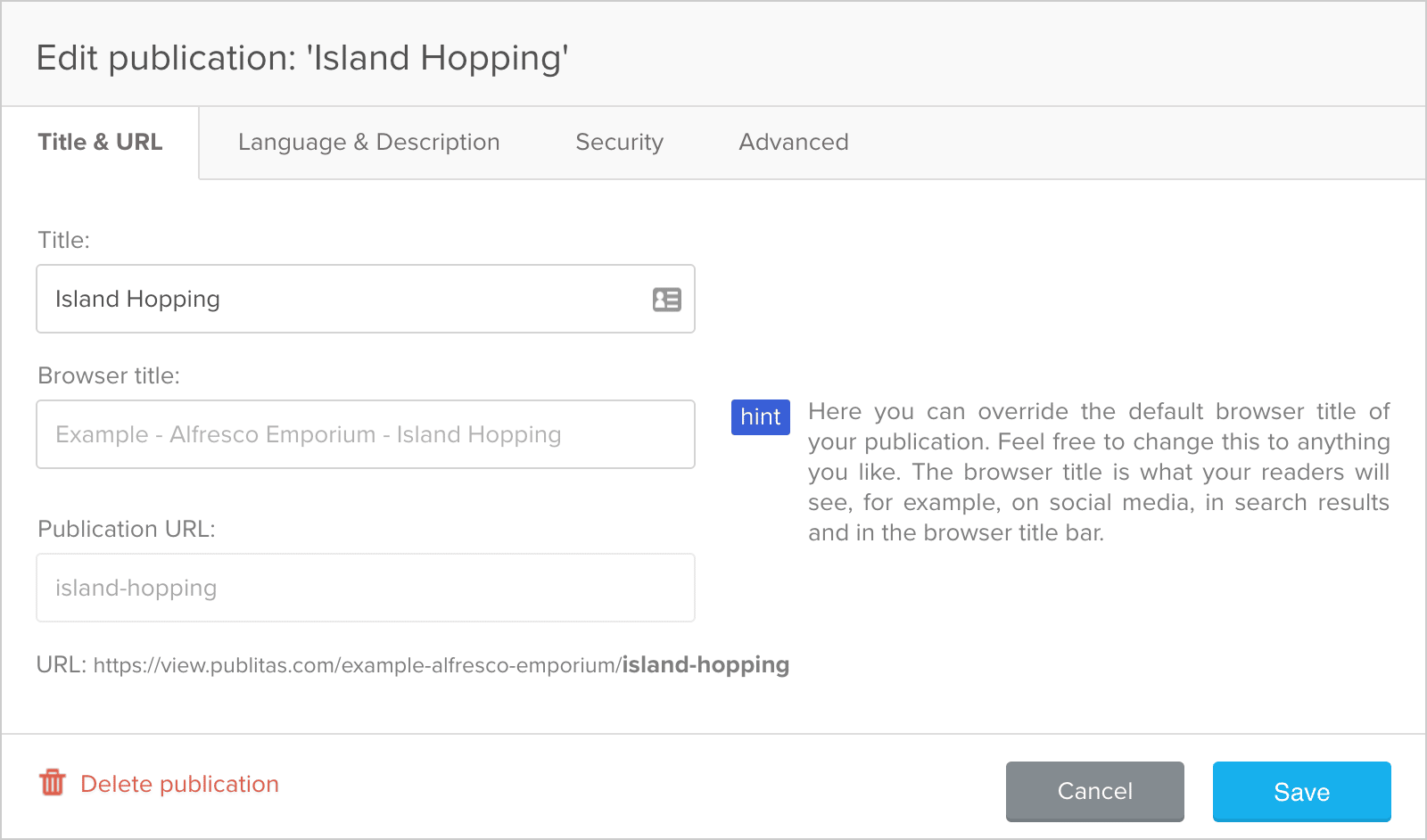 6 Tips to Improve SEO for Your Publication 5 Setting a relevant Title for your publication in Publitas.