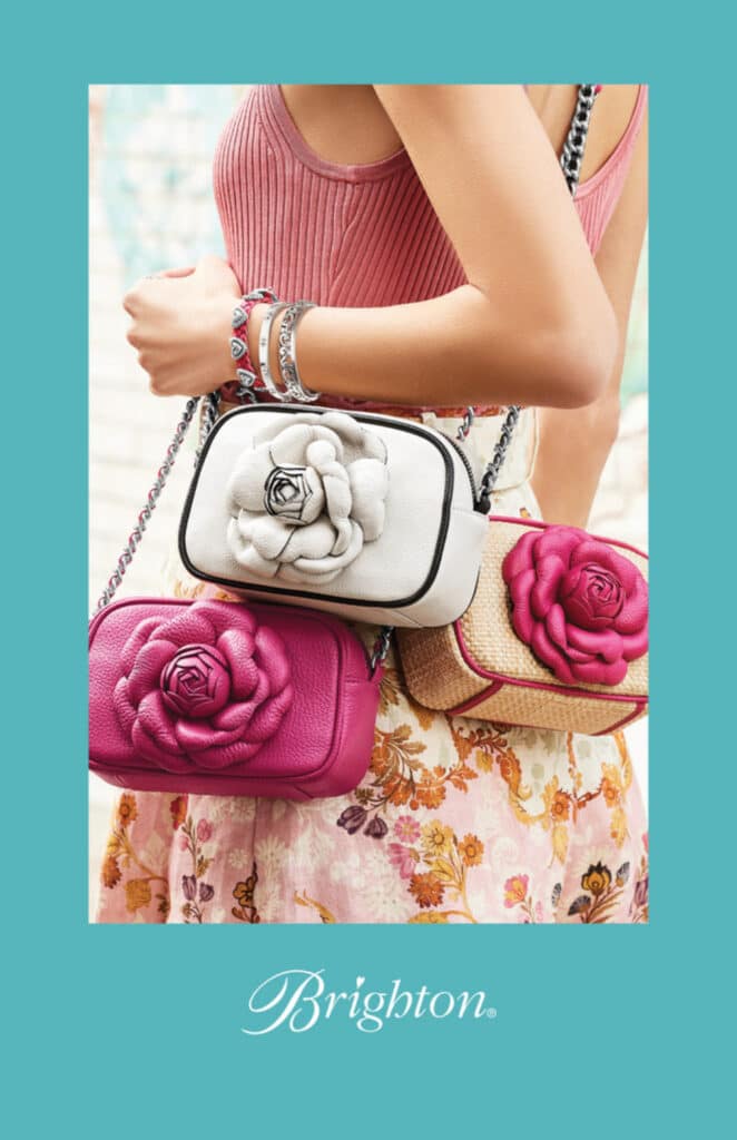 Brighton catalog cover showing a middle part of person carrying 3 shoulder bags