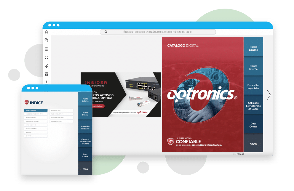 Optronics digitale catalogus / marketing tool getoond in Publitas Viewer