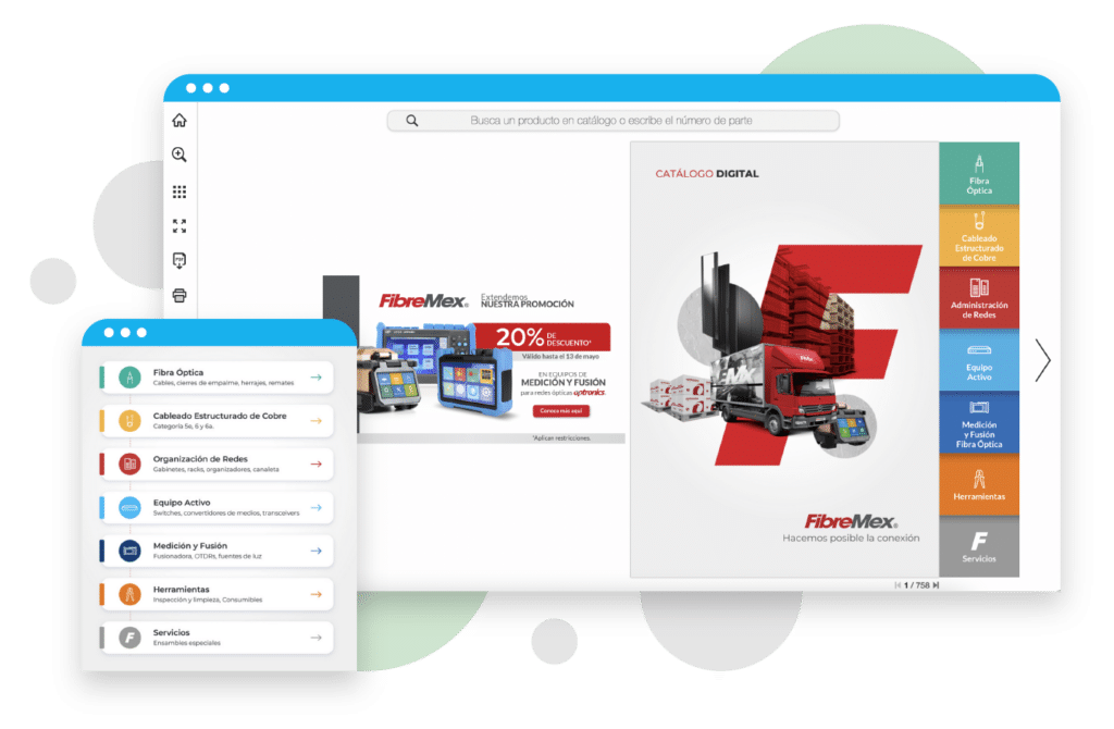 FibreMex Digital Catalog / Marketing Tool shown in Publitas viewer for case study.