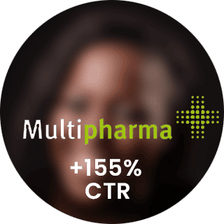 Multifarma-logo met tekst +155% CTR