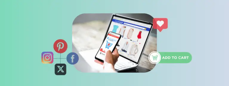 A person looking at an eCommerce store on a laptop while doing checkout on a mobile phone.