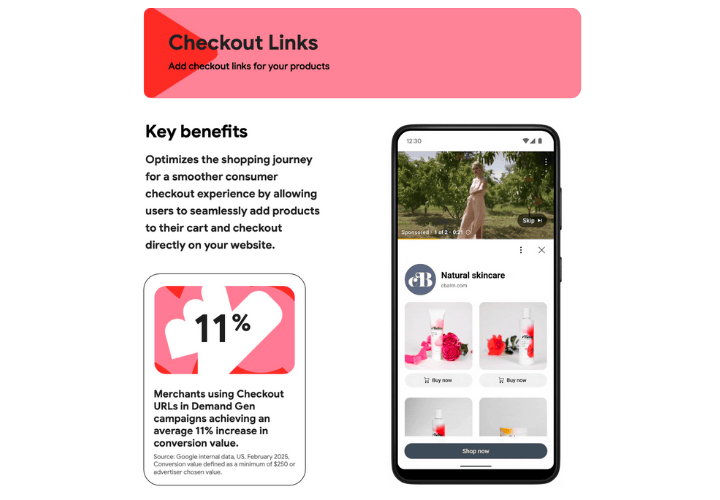 How Google Marketing Live’s Updates Can Boost Holiday Sales 1 Image shows google update from google marketing live clickable links under a video on a mobile phone