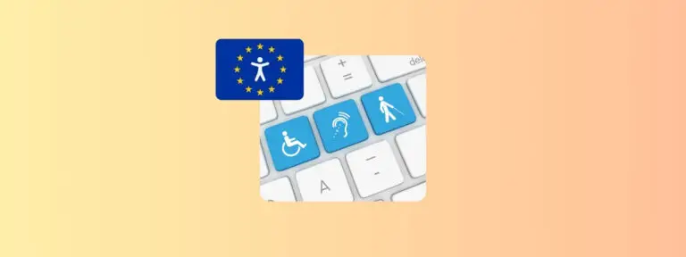 Image shows the eu accessibility logo and a keyboard with accessible features