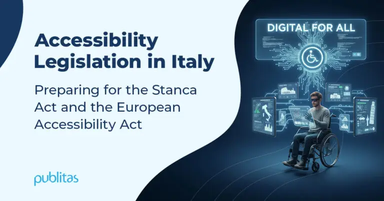 Blog Header with copy: Accessibility legislation in Italy. Preparing for the Stanca Act and the European Accessibility Act