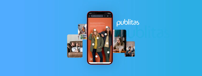 Flipbook software interface on mobile showcasing interactive digital content and product browsing experience