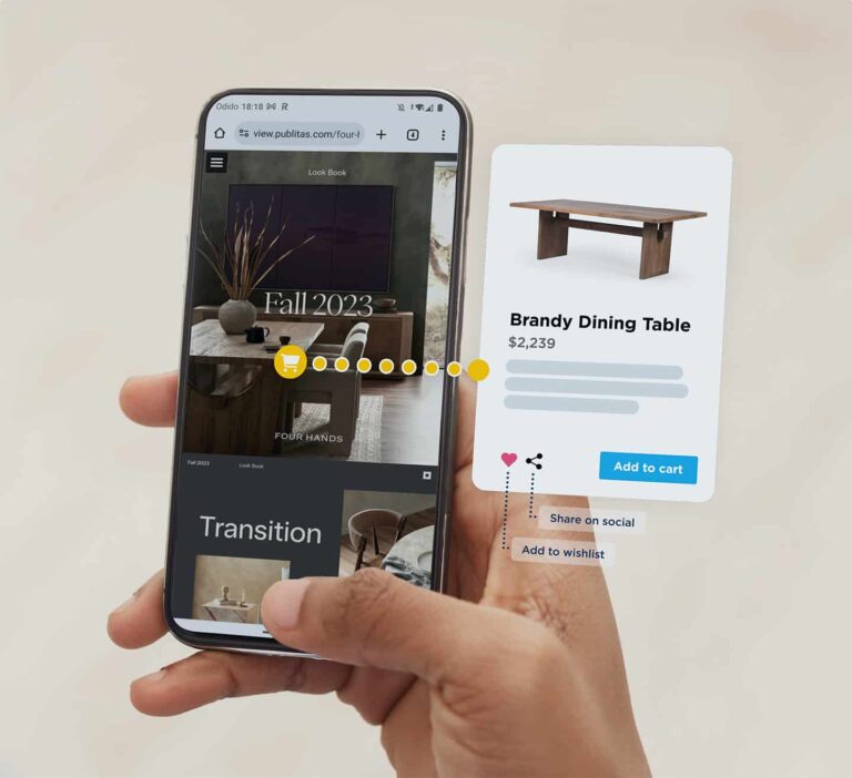 publitas shoppable content on phone Publitas