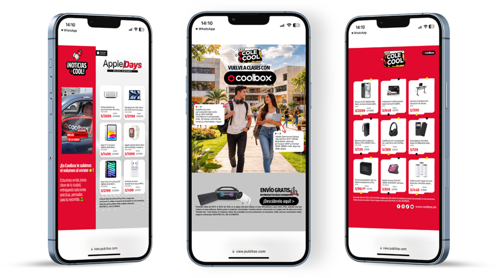 three phones with coolbox digital catalog Publitas