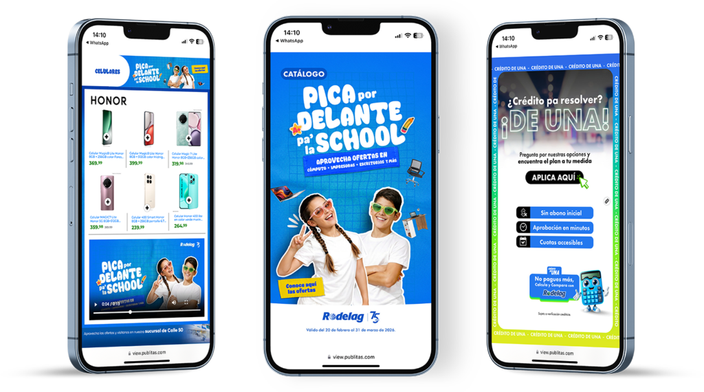 three phones with rodelag digital catalog Publitas