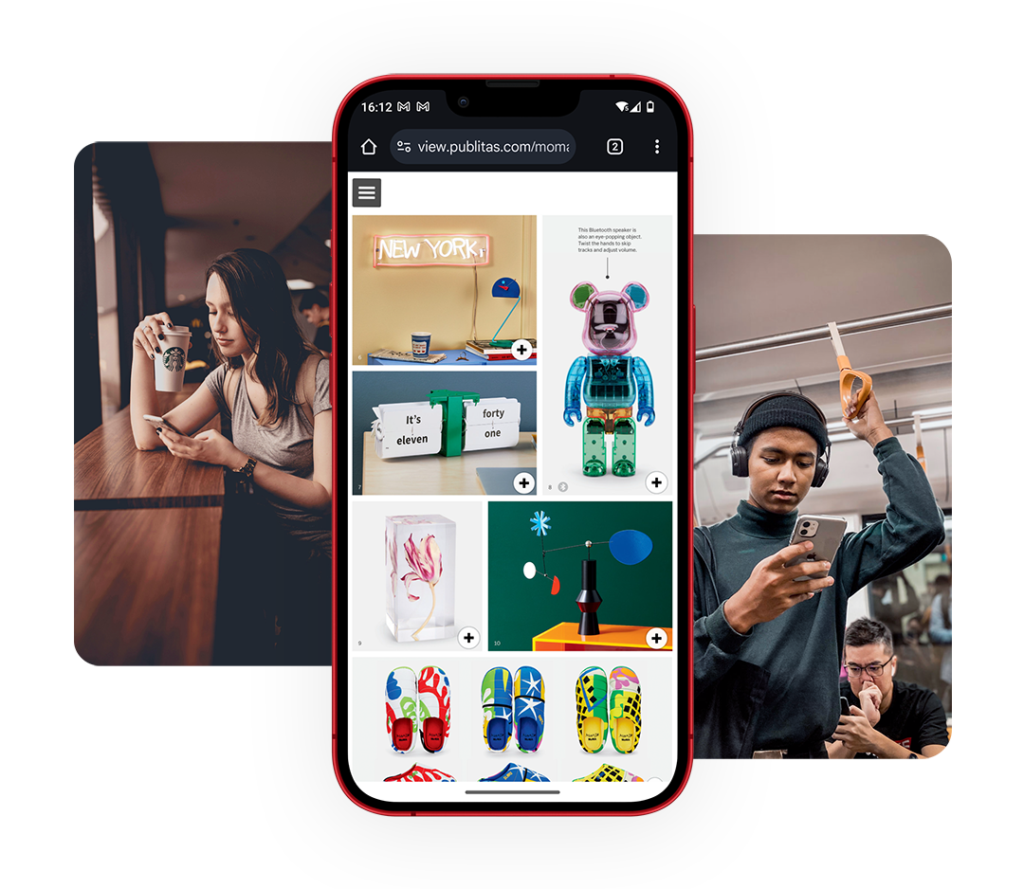 mobile catalog with user stories Publitas