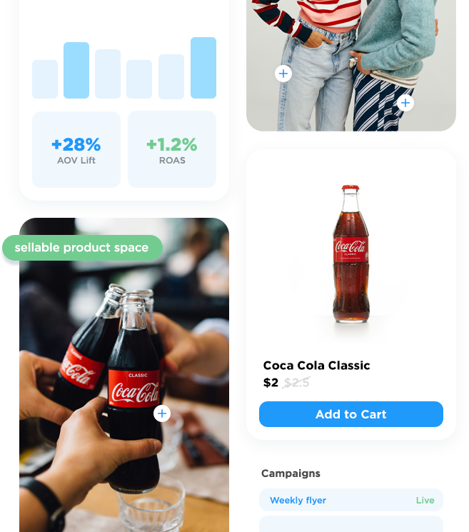 shoppable experience collage with product placement v2 Publitas